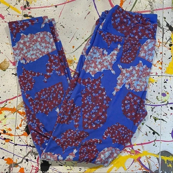 LuLaRoe One Size Patriotic Leggings 🇺🇸 - Picture 1 of 3